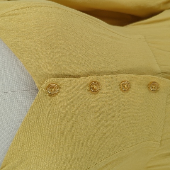 Lumiere Button Front Mini Dress Yellow S cottagecore summer preppy a line casual - Picture 5 of 10